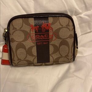 Coach Brown Signature Cosmetic Pouch